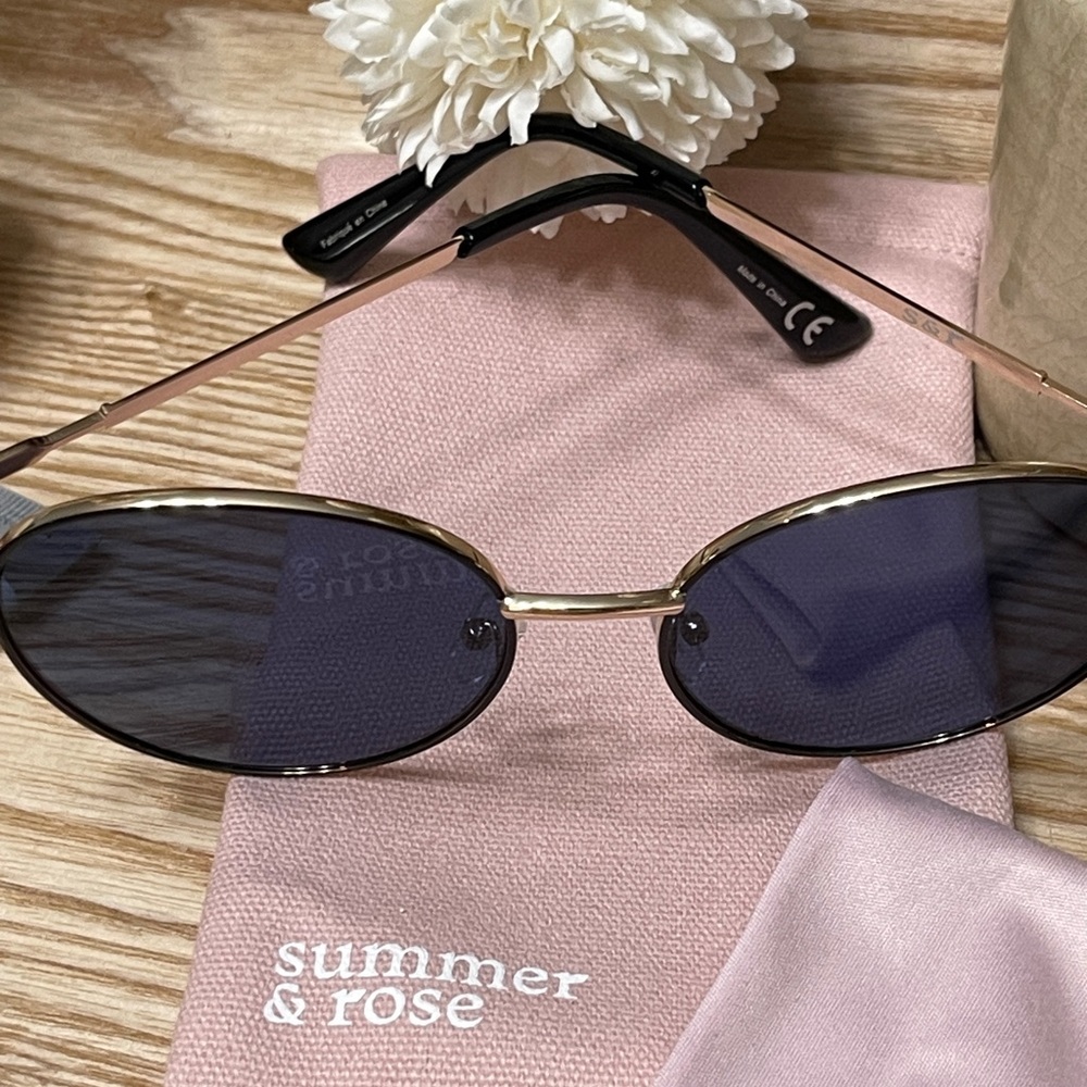 SUMMER & ROSE Harper Round Blue Aviator W/Black Rims - Picture 6 of 12
